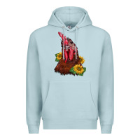 Blue Mist rooster sunflower Premium Hoodie - BarkalooDesign