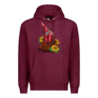 Burgundy rooster sunflower Premium Hoodie - BarkalooDesign