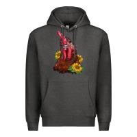 Charcoal Heather rooster sunflower Premium Hoodie - BarkalooDesign
