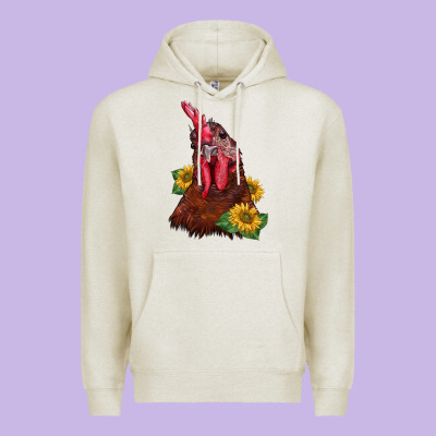 Rooster Sunflower Premium Hoodie Designed By Barkaloodesign