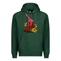 Sports Green rooster sunflower Premium Hoodie - BarkalooDesign