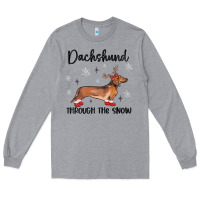 Heather Grey dachshund through the snow Long Sleeve Tee - MaliasSmallBusiness