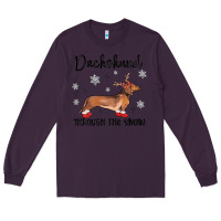Plum dachshund through the snow Long Sleeve Tee - MaliasSmallBusiness
