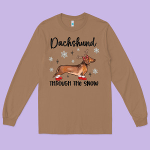 Dachshund Through The Snow Long Sleeve Tee Designed By Maliassmallbusiness