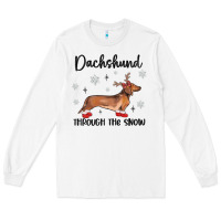 White dachshund through the snow Long Sleeve Tee - MaliasSmallBusiness
