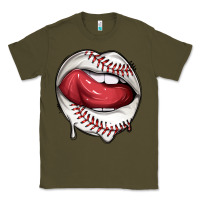Army Green sports lips baseball Classic Tee - texasbilliewilder
