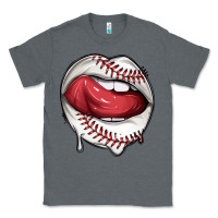 Charcoal Heather sports lips baseball Classic Tee - texasbilliewilder
