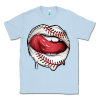 Dusty Blue sports lips baseball Classic Tee - texasbilliewilder