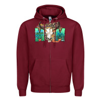 Burgundy mom with bull skull Zipper Hoodie - Zillion Design Studio