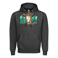 Charcoal Heather mom with bull skull Zipper Hoodie - Zillion Design Studio