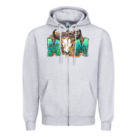 Heather Grey mom with bull skull Zipper Hoodie - Zillion Design Studio