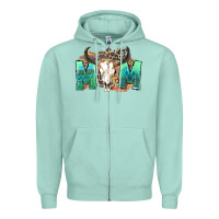 Seafoam mom with bull skull Zipper Hoodie - Zillion Design Studio