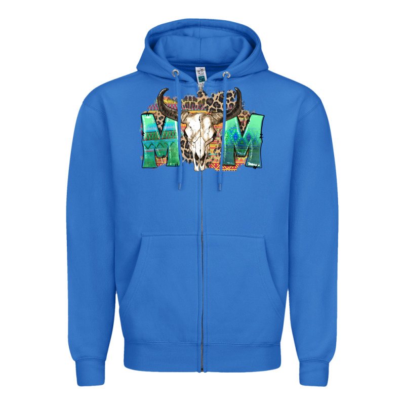 Mom With Bull Skull Zipper Hoodie by Zillion Design Studio | Teevron
