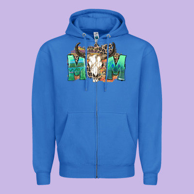 Zipper Hoodie mom with bull skull