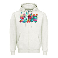 Oatmeal Heather mermaid tail coffee cups Zipper Hoodie - Zillion Design Studio