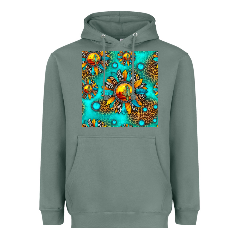 Western Sunset Sunflowers Seamless Pattern Heavyweight Hoodie by HRA Design Shop | Teevron