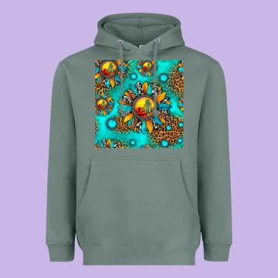 Western Sunset Sunflowers Seamless Pattern Heavyweight Hoodie Designed By Hra Design Shop