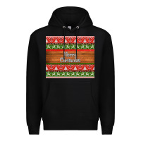Black merry christmas knitted reindeer pattern Premium Hoodie - Jasminsmagicworld