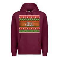 Burgundy merry christmas knitted reindeer pattern Premium Hoodie - Jasminsmagicworld