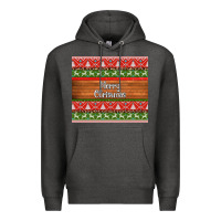 Charcoal Heather merry christmas knitted reindeer pattern Premium Hoodie - Jasminsmagicworld