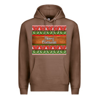 Chestnut merry christmas knitted reindeer pattern Premium Hoodie - Jasminsmagicworld