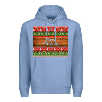 Colony Blue merry christmas knitted reindeer pattern Premium Hoodie - Jasminsmagicworld