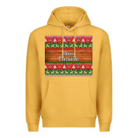 Mustard merry christmas knitted reindeer pattern Premium Hoodie - Jasminsmagicworld