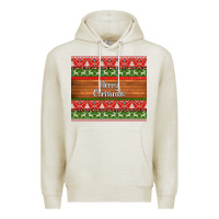 Oatmeal Heather merry christmas knitted reindeer pattern Premium Hoodie - Jasminsmagicworld