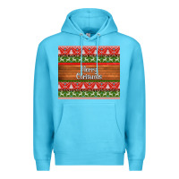 Ocean Blue merry christmas knitted reindeer pattern Premium Hoodie - Jasminsmagicworld