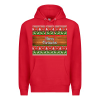 Red merry christmas knitted reindeer pattern Premium Hoodie - Jasminsmagicworld