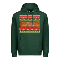 Sports Green merry christmas knitted reindeer pattern Premium Hoodie - Jasminsmagicworld
