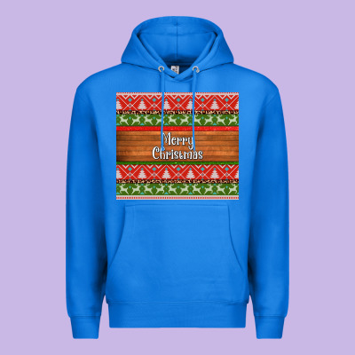 Merry Christmas Knitted Reindeer Pattern Premium Hoodie Designed By Jasminsmagicworld