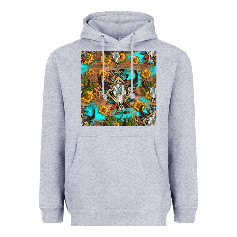 Aztec Bull Skull Seamless Pattern Heavyweight Hoodie by HRA Design Shop | Teevron