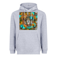 Heather Grey aztec bull skull seamless pattern Heavyweight Hoodie - HRA Design Shop
