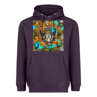 Plum aztec bull skull seamless pattern Heavyweight Hoodie - HRA Design Shop