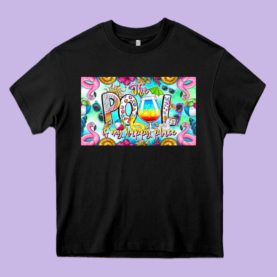 The Pool Is My Happy Place Heavy Core Tee Designed By Cowhidedigitalart