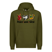 Army Green peace love west Premium Hoodie - BarkalooDesign