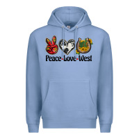 Colony Blue peace love west Premium Hoodie - BarkalooDesign