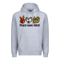 Heather Grey peace love west Premium Hoodie - BarkalooDesign
