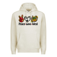 Oatmeal Heather peace love west Premium Hoodie - BarkalooDesign