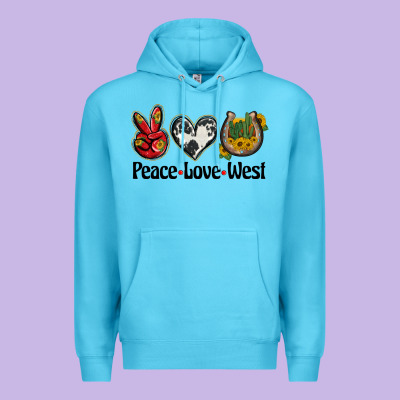 Peace Love West Premium Hoodie Designed By Barkaloodesign