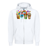 White lgbtq coffee drinks Zipper Hoodie - texasbilliewilder