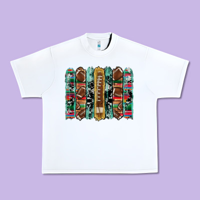 Football Serape Cowhide Turquoise Glitter  Brushstrokes Urban Heavy Tee Designed By Artiststas