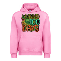 Fuchsia Pink i survived 100 days Urban Hoodie - MaliasSmallBusiness