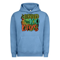 Pigment Pebble Blue i survived 100 days Urban Hoodie - MaliasSmallBusiness