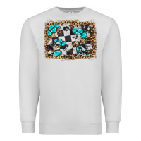 Dove Grey race leopard and gemstone background Premium Sweatshirt - HRA Design Shop