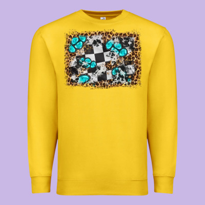 Race Leopard And Gemstone Background Premium Sweatshirt Designed By Hra Design Shop