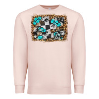 Pale Pink race leopard and gemstone background Premium Sweatshirt - HRA Design Shop