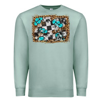 Seafoam race leopard and gemstone background Premium Sweatshirt - HRA Design Shop
