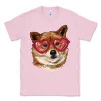 Bubblegum Pink shiba inu with love glasses Classic Tee - RanaPortraitStore